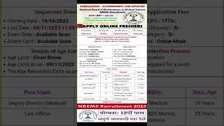 NBEMS RECRUITMENT 2023 // nbems new vacancy 2023 || Nbems Notification update 2023