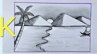 SCENERY Draw With k letter | Easy Scenery Drawing With K Letter | Pencil Sketch Scenery