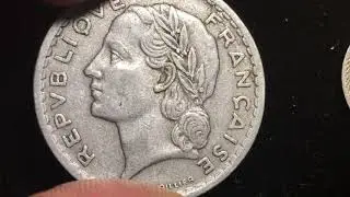 France 5 Franc Coin Review - Lightest Weight French Coin - 1/2 F - 5 Centimes - Republique Francaise