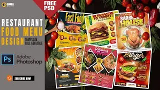 Restaurant food menu flyer template free|Adobe Photoshop tutorial