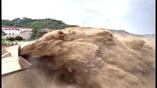 Raging Flood Water Release From Dam | High Pressure Of Rapid Water Discharge