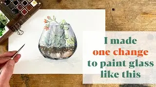 Transforming My Glass Painting with THIS Simple Trick | Watercolor Succulent Terrarium Tutorial