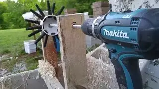 DIY cordless Chicken plucker in action