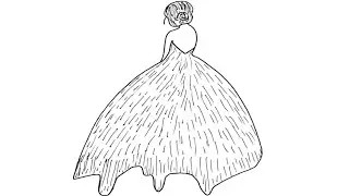 Capturing Elegance: Drawing a Girl Wearing a Gown from the Back