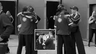 Lewis Hamilton embraces a hug with Anya Taylor-Joy at Silverstone during the British GP | USN