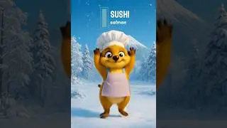 Savoring Sushi Happiness with Meeri! 🍣❄️ #cartoon #cookingshow #funny #animation #cuteanimals