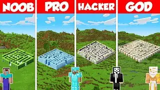 Maze Build Battle Challenge - Noob vs Pro vs Hacker vs God - Minecraft Animation