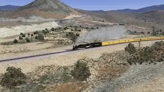 Train Simulator 2014 HD: MSTS Union Pacific 844 Powers Up 3% Grade to the Top of Cajon Pass Summit