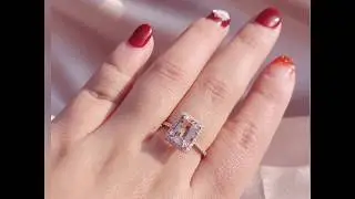 Morganite Engagement Ring 7*9mm Emerald Cut Wedding Ring