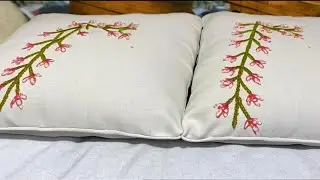 Thread Border Embroidery With pearl// Easy way To Design Embroidery Stitching #farhindesingner 