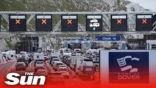 Summer holiday chaos: Cars queue at the Port of Dover as the holidaymakers are warned