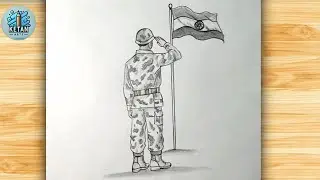 Republic Day Drawing 2026 | Indian Army Soldier Saluting Flag | Easy Pencil Sketch