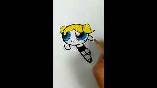 How To Draw Powerpuff Girl - Bubbles Blue Girl #Shorts