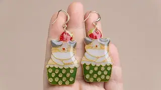 How I make lovely enamel cat earrings  Step by step tutorial ｜ DIY earrings | handmade earrings
