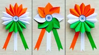 3 Beautiful Independence day badge making ideas / Indian Tricolor Badge / 15th August special craft