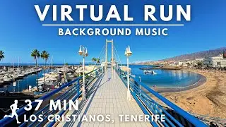 Virtual Running Video for Treadmill with Music - Tenerife, Los Cristianos Waterfront #virtualrunning