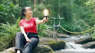 TIMELAPSE -- Girl Creating DIY Water Electric Power System - Off Grid Life | New Peaceful Life