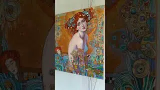картина в стиле Густав Климт #oil , #acrylic, #canvas, #gold, #art