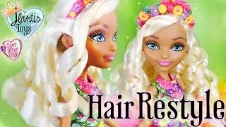 How To Restyle & Curl Nina Thumbell Doll Hair Tutorial | Ever After High