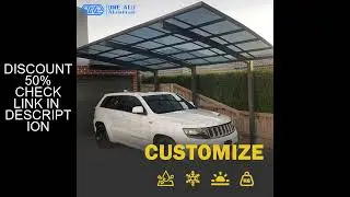 Aluminum alloy carport, roof with computer sun panel, light installation sun protection and rain pro