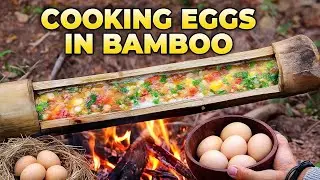 🔥 Cooking Eggs In Bamboo🎍The Jungle Cook #cooking #egg #bamboo #jungle #omlet #adventure #survival