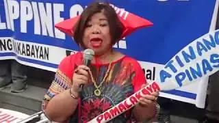 Political satirist Mae Juana Change Paner at the Chinese consulate protest rally