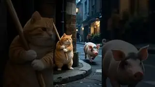 cat vs pig fighting comedy 🐷🐱 #shorts #AnimalShorts #PigVsCat #TrendingShorts #FunnyReels