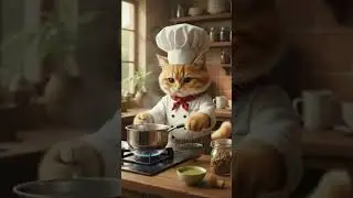 Chef Cat Making Tea ☕ | Cute Cat Takes Tea with a Smile 😸  #cat #funnycats #viralshorts #viral