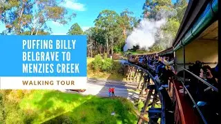 [4k60] Puffing Billy Steam Train | Belgrave to Menzies Creek. Walking Tour.