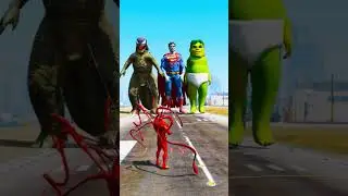 Random Superheroes VS Giant SuperMan & Venomzilla & Baby Hulk#gtav #youtubeshorts #shorts #gta