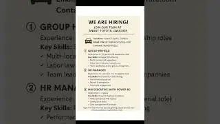 Jobs in MP || Gwalior Jobs || #toyota #automobile #jobskaro #ytshorts #fortuner @Jobwalaa