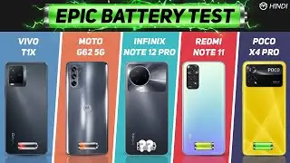 Infinix Note 12 Pro vs Poco X4 Pro, Redmi Note 11, Moto G62 5G Battery Drain Test | Charging Test