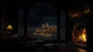 Soothing Castle Garden Rain Sounds 🌧️ (No Ads) | Fall Asleep Fast in a Dark Bedroom Ambience