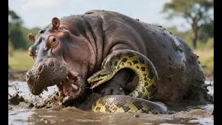 Hippo vs Python Battle at Sunset Will Shock You!