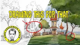 Drawing from imagination to create a whimsical watercolour painting.