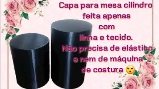 Como fazer capa para mesa cilindro de papelão. Capa feita apenas com linha e tecido. Diy. Vídeo-22