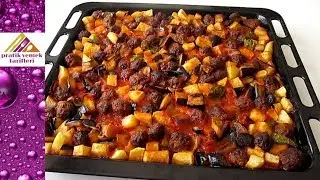 Fırında Köfteli Patlıcan Kebabı Tarifi / Pratik Yemek Tarifleri