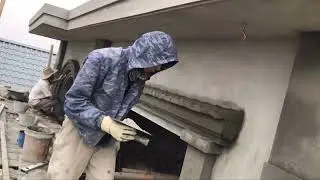Sculpting techniques for round and square doors of neoclassical villas #house #building #vairalvideo