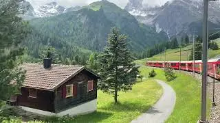 Scenic Train Ride Through Switzerland