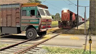 Truck Engine Failed at Unmanned Level Crossing vs Train | Train Simulator