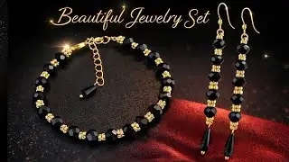 Elegant Black and Golden Jewelry Set DIY | How to Make Black and Golden Jewelry Set 