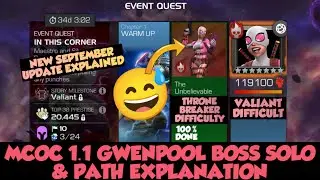 MCOC SEPTEMBER UPDATE! NEW ADAPTIVE DIFFICULTY EQ 1.1 BOSS GWENPOOL NODES EXPLANATION #marvel #mcoc 