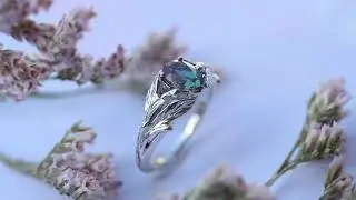 Engagement gold ring with Alexandrite gemstone