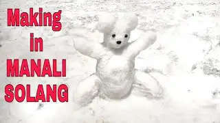 Making teddy bear from snow in Solang, Manali.