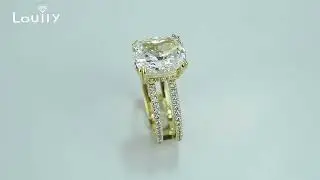 Louily Unique Design 3.5 Carat Cushion Cut Simulated Diamonds Engagement Ring In Sterling Silver