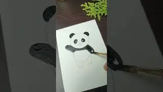 Cute Panda 🐼 | Acrylic painting #shorts #drawing #acrylic #acrylicpainting #painting #panda #cute