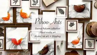 Eternal Autumn collection | Mixed media art | Alcohol inks & Stippling