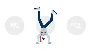 Playful male employee doing handstand hand drawn 2D character animation