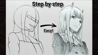 How to draw Zero two step by step (Tutorial) for beginners||Anime drawing