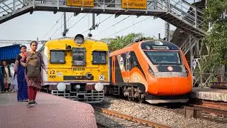 🔥Crazy Train Spotting at Balarambati Station: Old EMU vs High Speed Trains Crossing Railgate